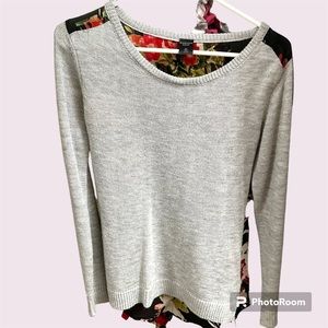 Gray sweater floral back